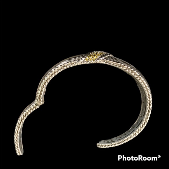 Judith Ripka Sterling Silver Hinged Bracelet with yellow sapphire - Picture 6 of 7